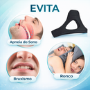 Faixa preta SilenceMask ao lado de alegações sobre apneia, bruxismo e ronco